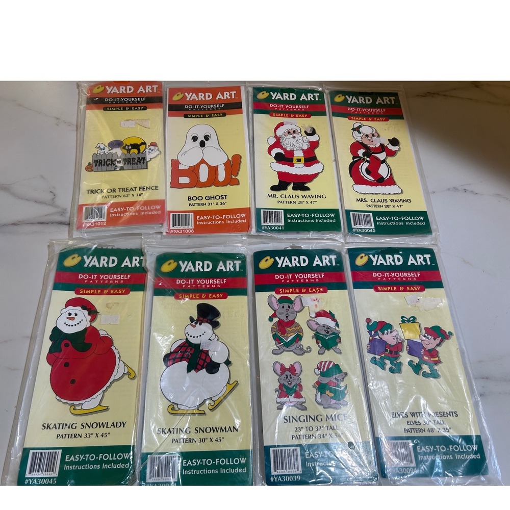 Lot of 8 Vintage Yard Art DIY Woodcraft Patterns Halloween Christmas 1998 HDA